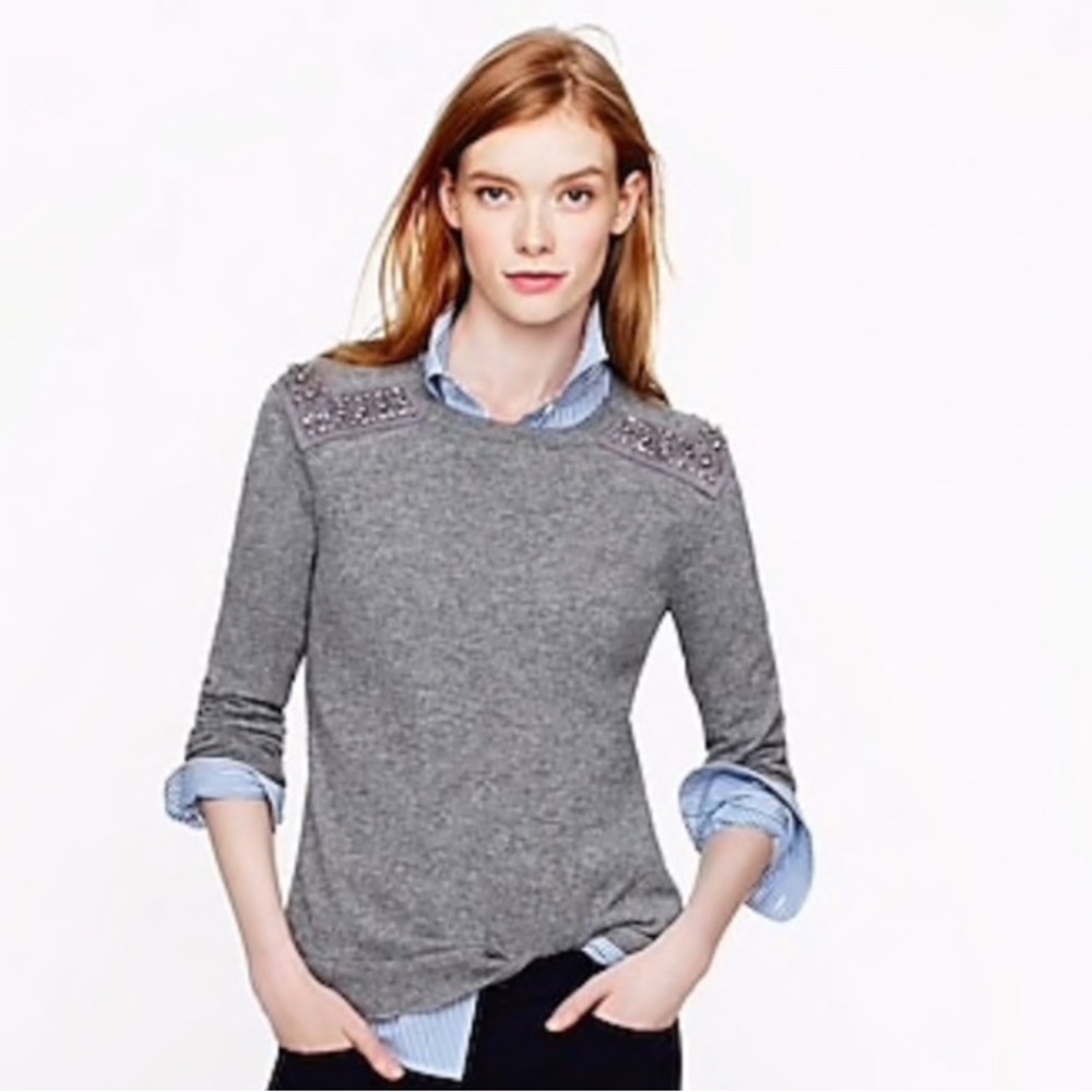 J. Crew, NWOT, Cashmere Blend Sweater w/ Jewels, Small